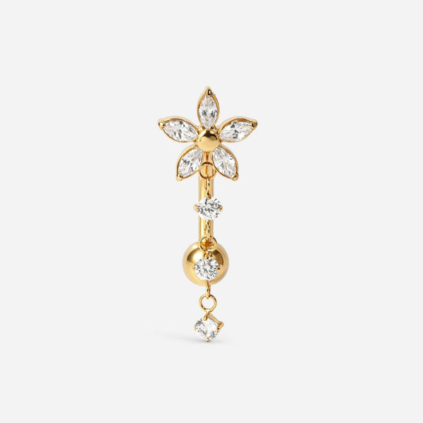 Implant Grade Titanium Externally Threaded Flower Cubic Zirconia Reverse Navel