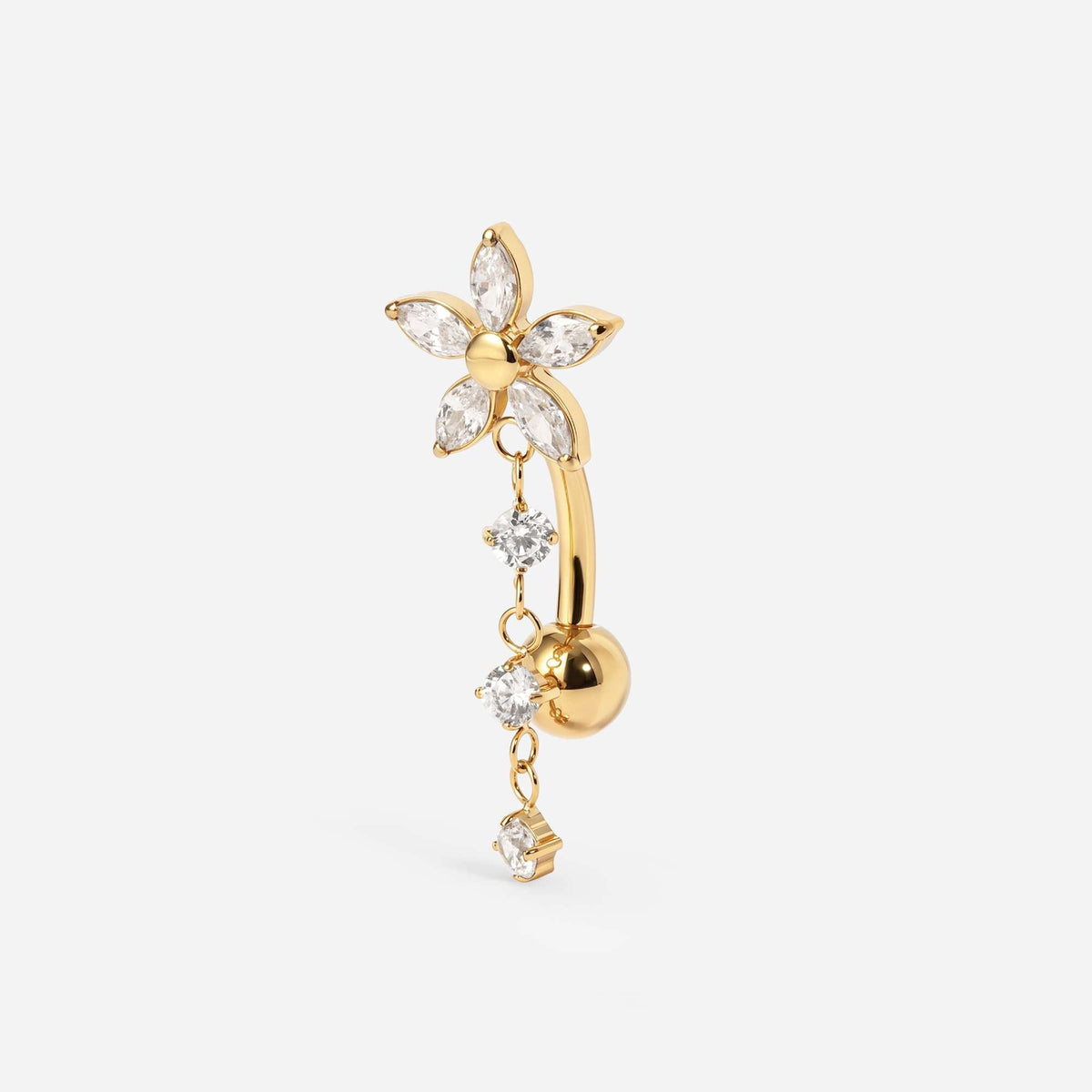 Implant Grade Titanium Externally Threaded Flower Cubic Zirconia Reverse Navel – alternate view | SkinKandy Body Jewellery Australia