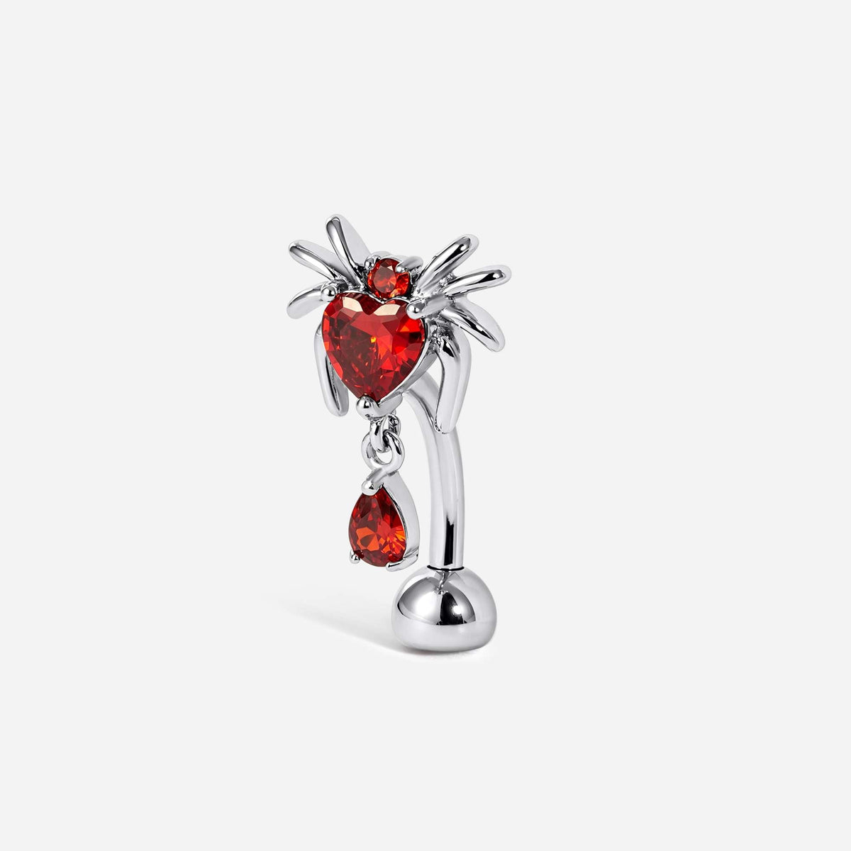 Implant Grade Titanium Internally Threaded Spider Drop Dangle Red Cubic Zirconia Reverse Navel – alternate view | SkinKandy Body Jewellery Australia