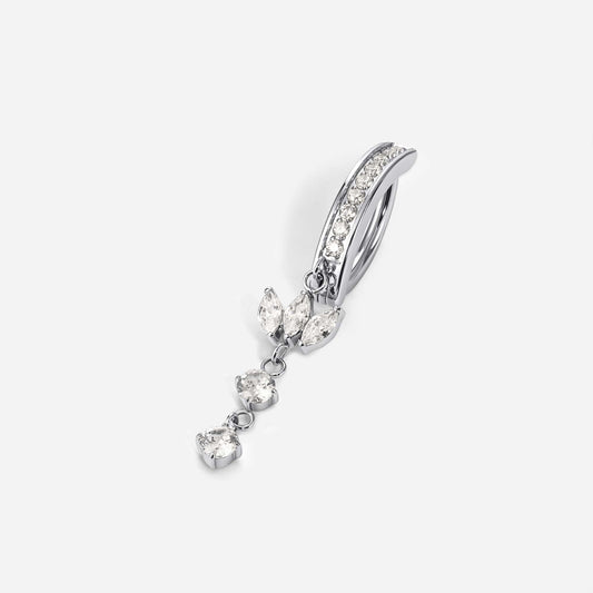 316L Stainless Steel Cubic Zirconia Paved 3 Marquis Dangle Navel Clicker | SkinKandy Body Jewellery Australia
