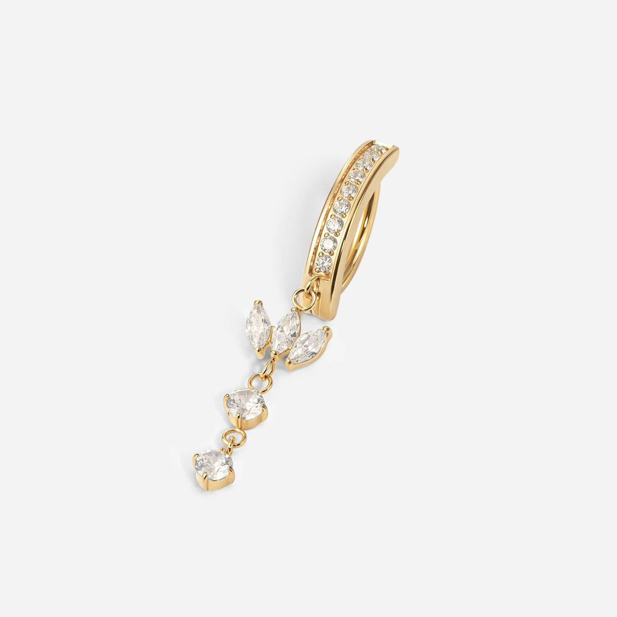 316L Stainless Steel Cubic Zirconia Paved 3 Marquis Dangle Navel Clicker – alternate view | SkinKandy Body Jewellery Australia