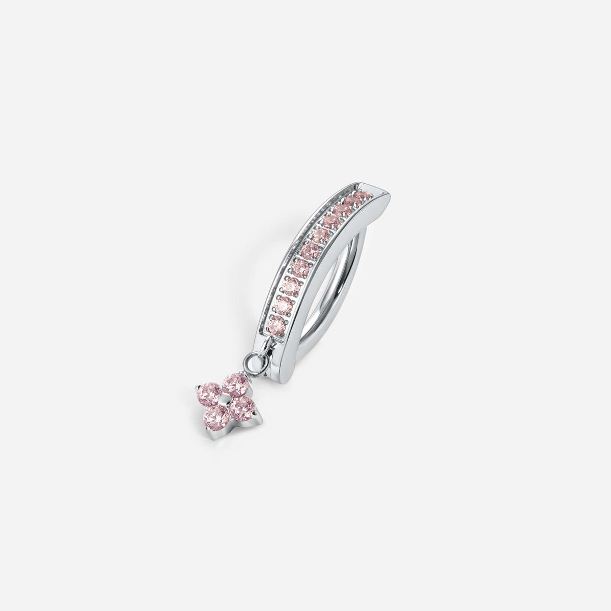 316L Stainless Steel Pink Cubic Zirconia Paved Flower Navel Clicker | SkinKandy Body Jewellery Australia