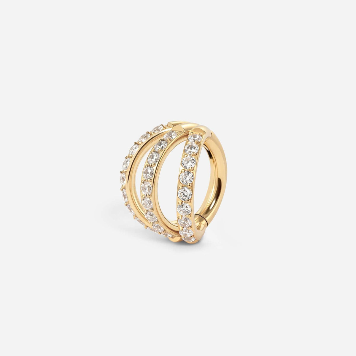 Implant Grade Titanium Hinged Cubic Zirconia Triple Hoop Segment Ring | SkinKandy Body Jewellery Australia