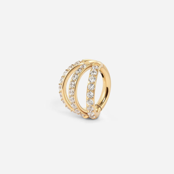 Implant Grade Titanium Hinged Cubic Zirconia Triple Hoop Segment Ring