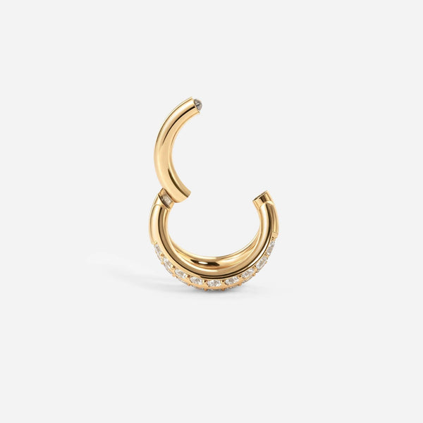 Implant Grade Titanium Hinged Cubic Zirconia Triple Hoop Segment Ring
