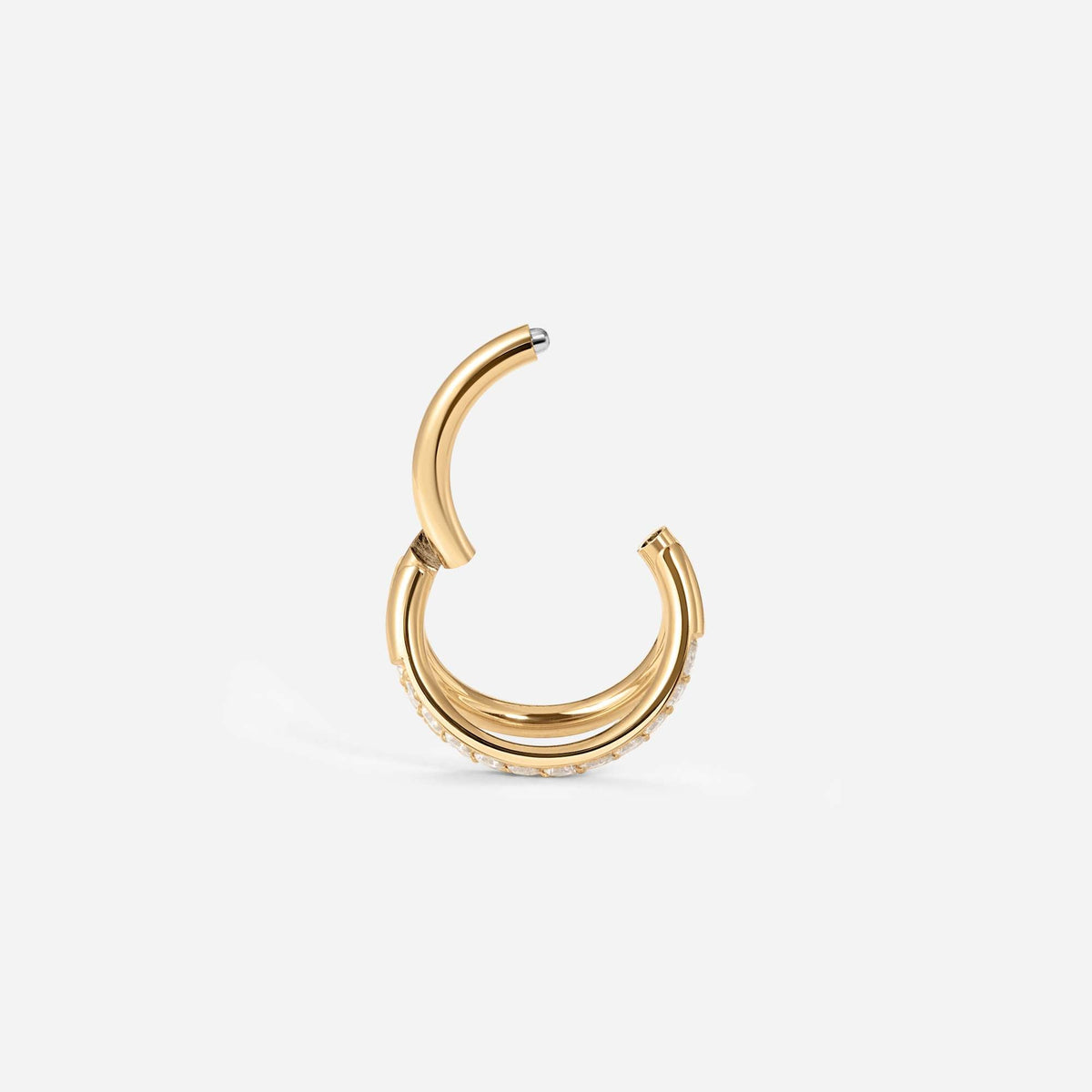 Implant Grade Titanium Hinged Cubic Zirconia Triple Hoop Segment Ring – view 4 | SkinKandy Body Jewellery Australia