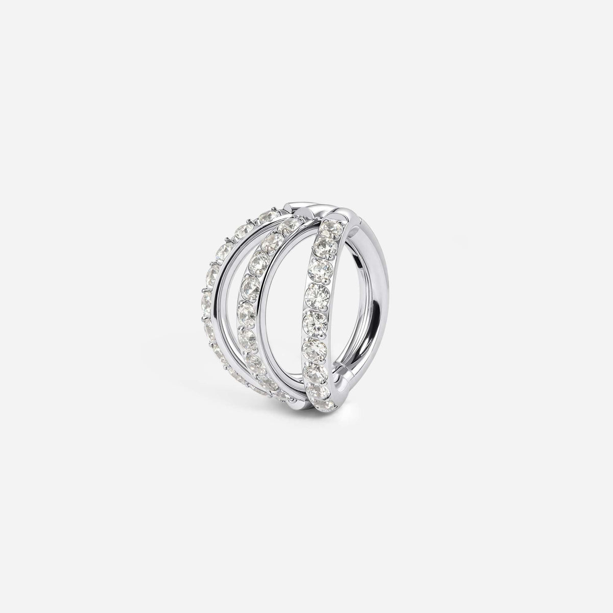 Implant Grade Titanium Hinged Cubic Zirconia Triple Hoop Segment Ring – view 5 | SkinKandy Body Jewellery Australia