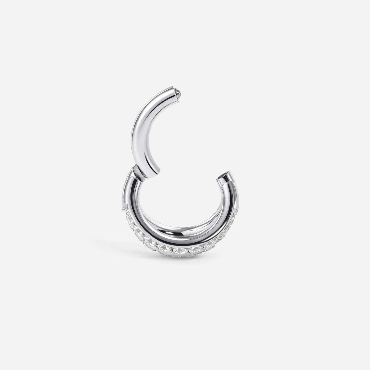 Implant Grade Titanium Hinged Cubic Zirconia Triple Hoop Segment Ring - SkinKandy | Body Jewellery & Piercing