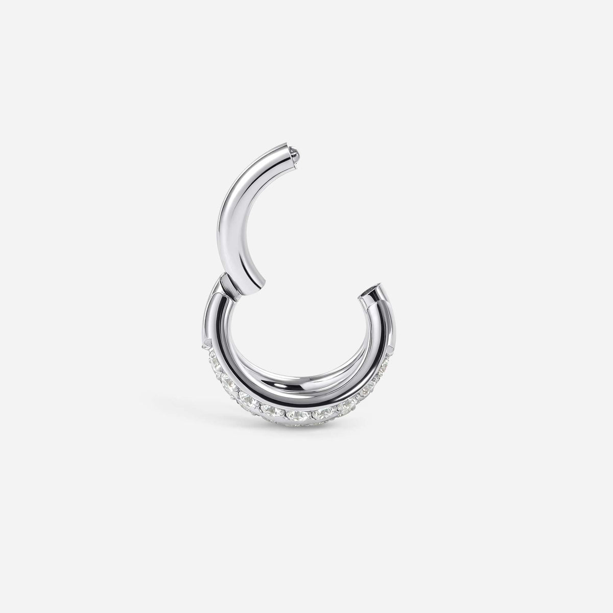 Implant Grade Titanium Hinged Cubic Zirconia Triple Hoop Segment Ring – view 6 | SkinKandy Body Jewellery Australia