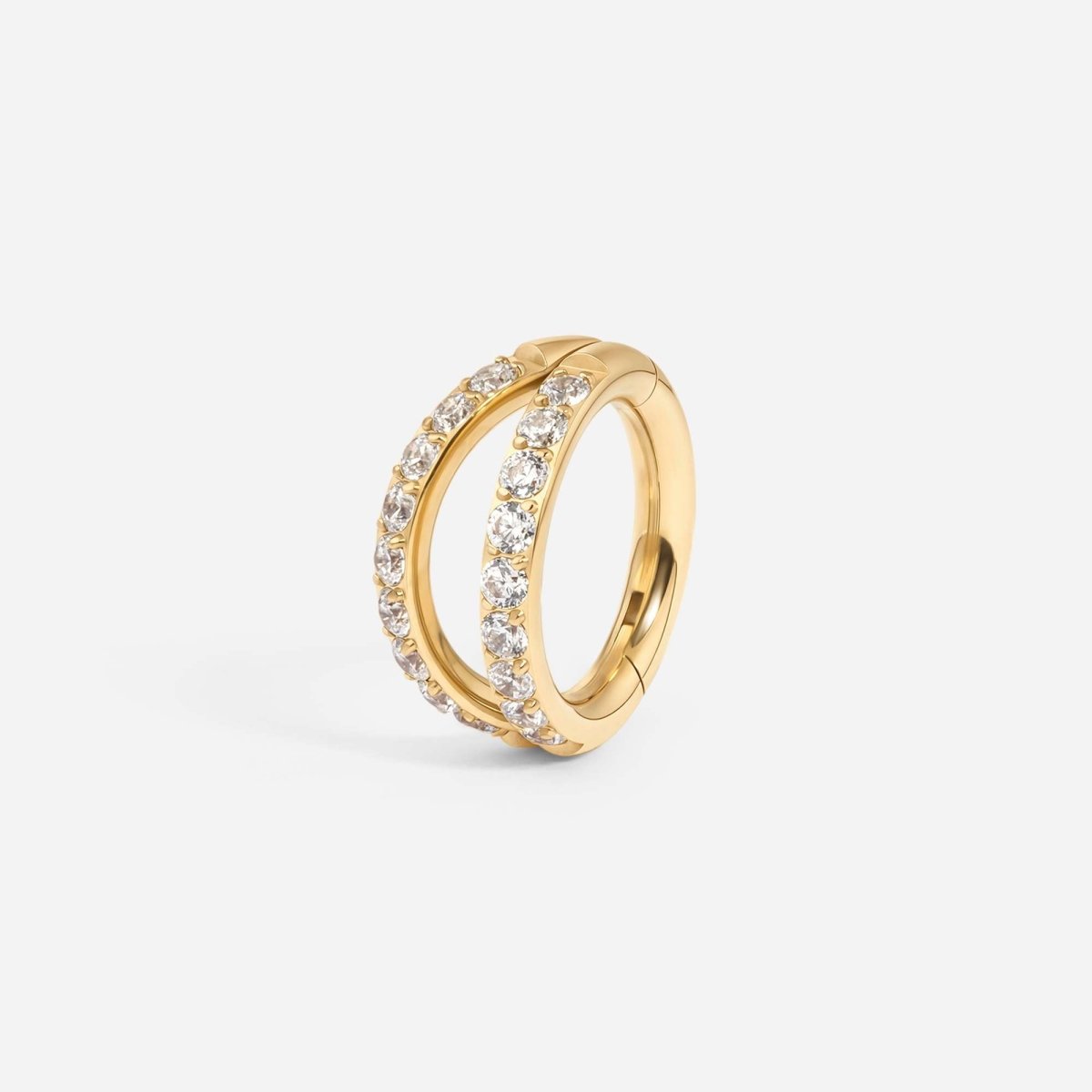 Implant Grade Titanium Hinged Double Hoop Paved Cubic Zirconia Segment Ring - SkinKandy | Body Jewellery & Piercing