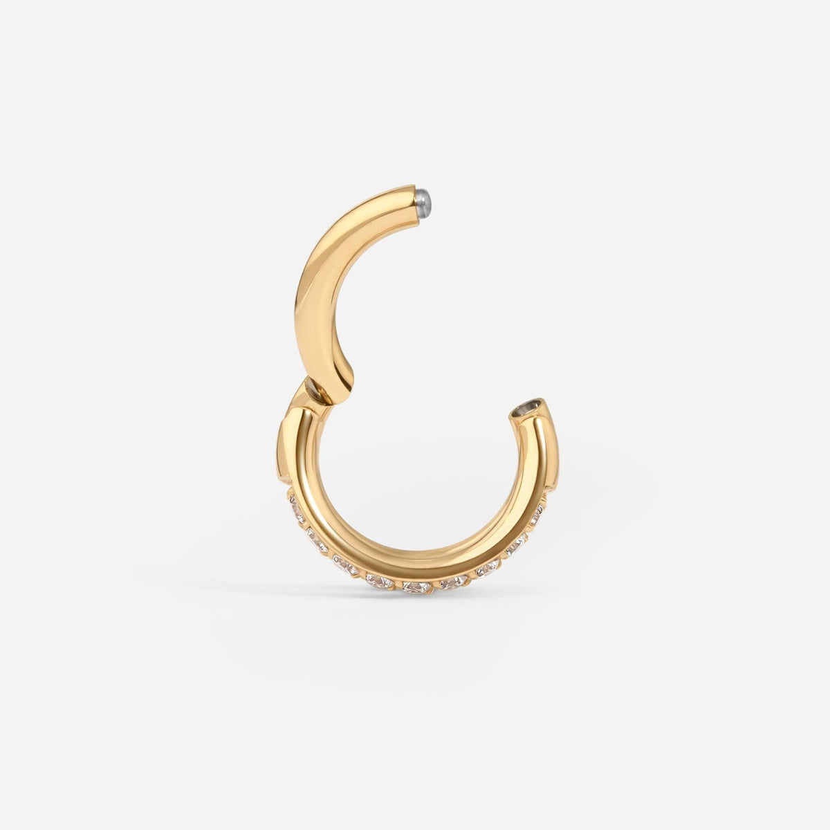 Implant Grade Titanium Hinged Double Hoop Paved Cubic Zirconia Segment Ring – alternate view | SkinKandy Body Jewellery Australia