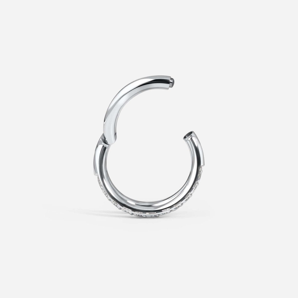 Implant Grade Titanium Hinged Double Hoop Paved Cubic Zirconia Segment Ring - SkinKandy | Body Jewellery & Piercing