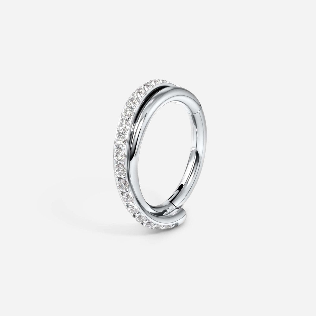 Implant Grade Titanium Hinged Double Twist Hoop Cubic Zirconia Segment Ring - SkinKandy | Body Jewellery & Piercing