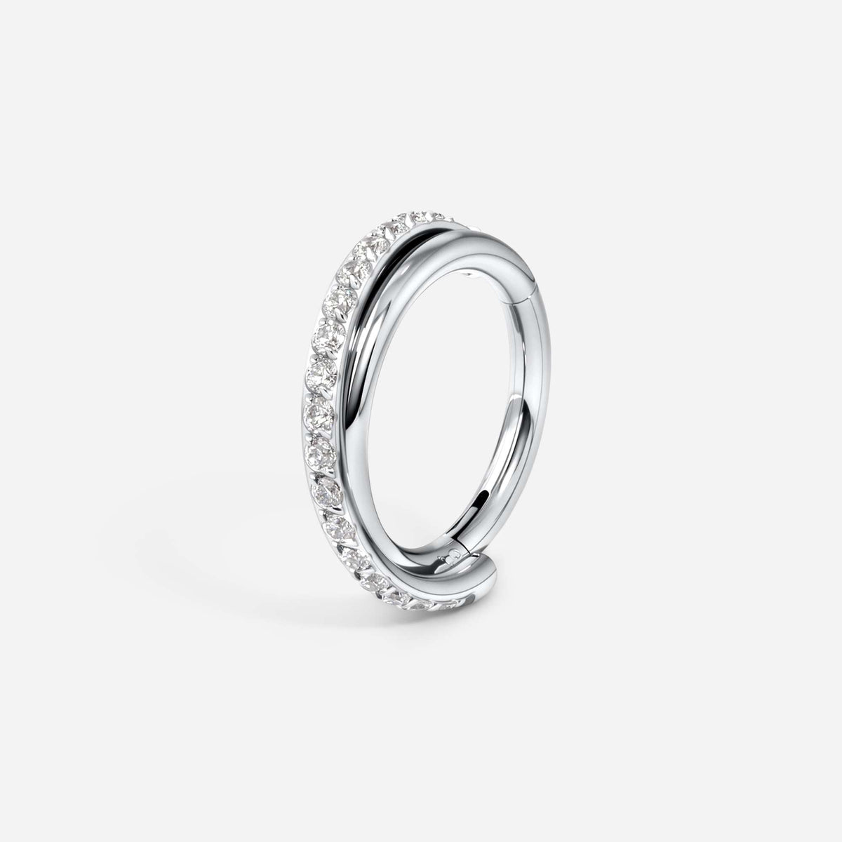 Implant Grade Titanium Hinged Double Twist Hoop Cubic Zirconia Segment Ring | SkinKandy Body Jewellery Australia