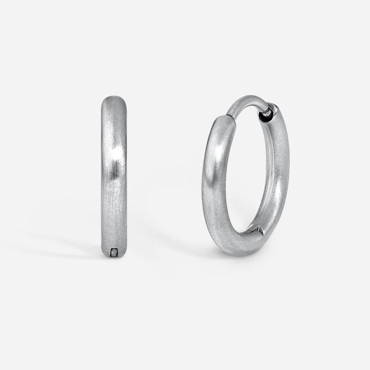 316L Stainless Steel Hinged Brushed Matt Shiny Hoop Earring Pair - SkinKandy | Body Jewellery & Piercing