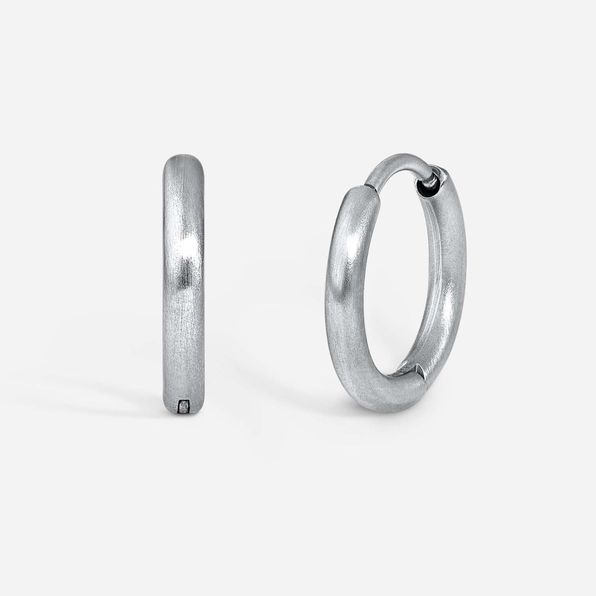 316L Stainless Steel Hinged Brushed Matt Shiny Hoop Earring Pair – alternate view | SkinKandy Body Jewellery Australia