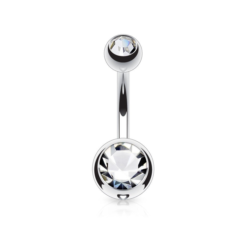 316L Surgical Steel Belly Ring with Gem Piercing - SkinKandy | Body Jewellery & Piercing Online Australia