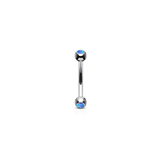 Steel Curved Barbell with Bezel Set Opal Ends - SkinKandy | Body Jewellery & Piercing Online Australia