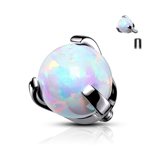 Titanium Internally Threaded Ball Claw-Set White Opal Top