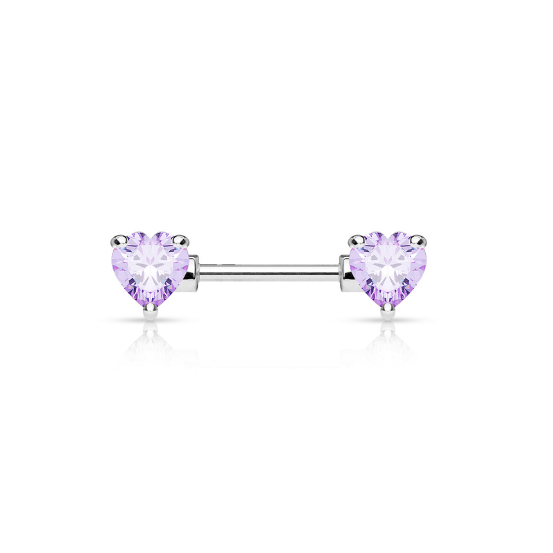 Cubic Zirconia Heart Gem Nipple Barbell - SkinKandy | Body Jewellery & Piercing Online Australia