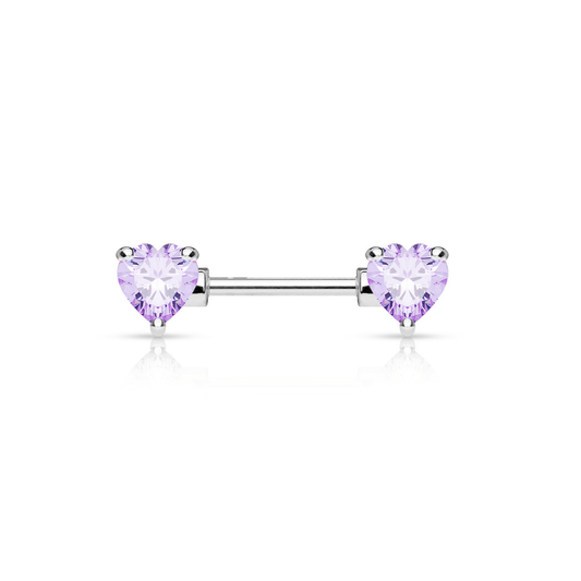 Cubic Zirconia Heart Gem Nipple Barbell - SkinKandy | Body Jewellery & Piercing Online Australia