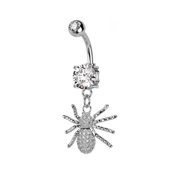 Cubic Zirconia Paved Spider Navel Dangle