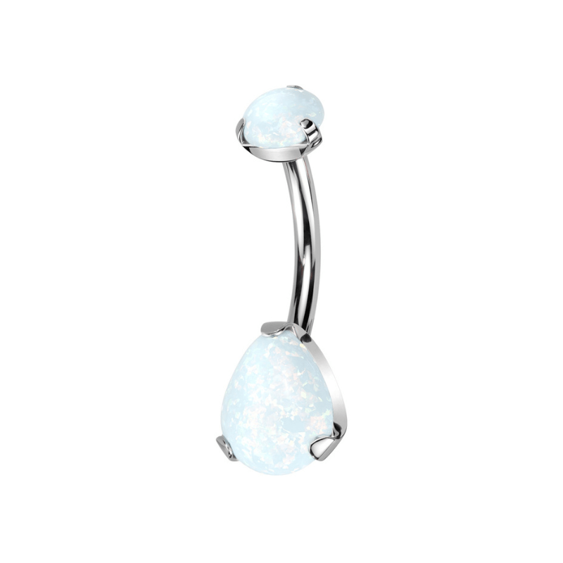 Titanium Pear Opal Navel Bar - SkinKandy | Body Jewellery & Piercing Online Australia
