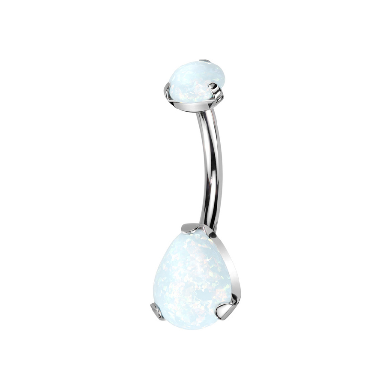 Titanium Pear Opal Navel Bar