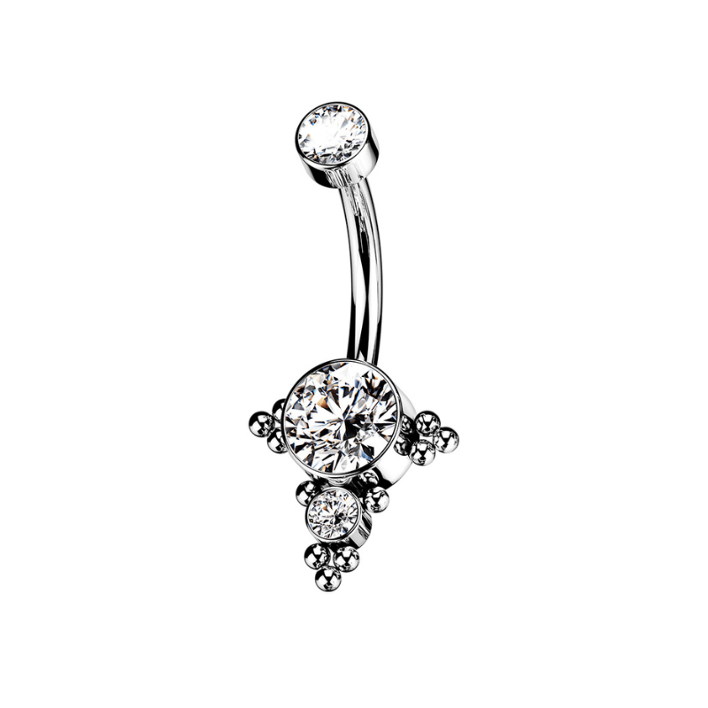Titanium CZ Beaded Navel Bar - SkinKandy | Body Jewellery & Piercing Online Australia
