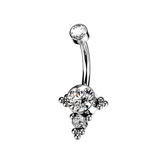 Titanium CZ Beaded Navel Bar - SkinKandy | Body Jewellery & Piercing Online Australia