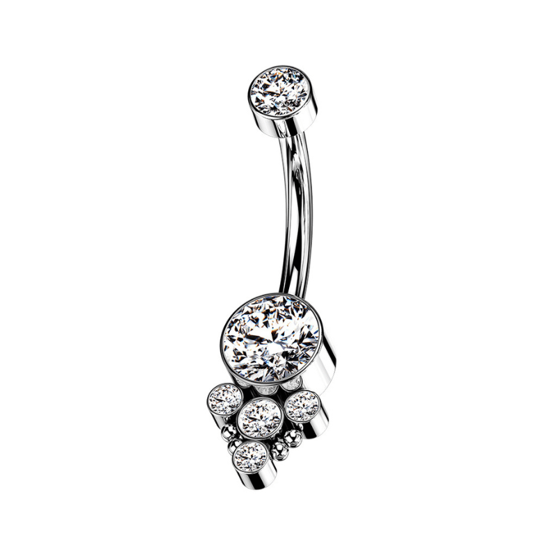 Titanium CZ Ball Cluster Navel Bar - SkinKandy | Body Jewellery & Piercing Online Australia