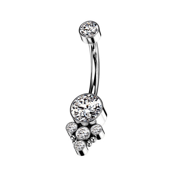 Titanium CZ Ball Cluster Navel Bar
