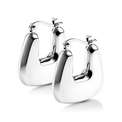 Chunky U Shaped Hoop Earrings