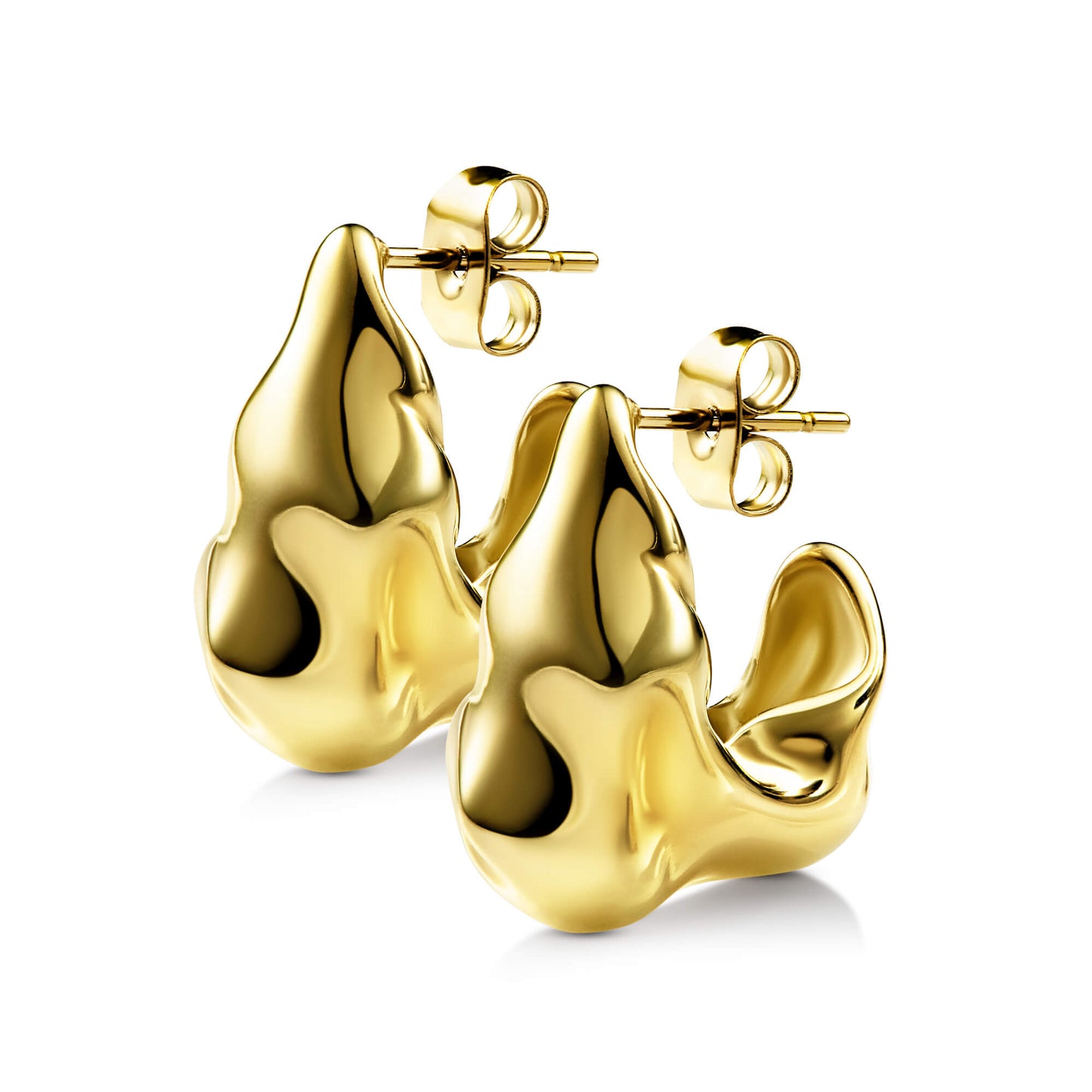 Wave Stud Half Hoop Earrings - SkinKandy | Body Jewellery & Piercing Online Australia