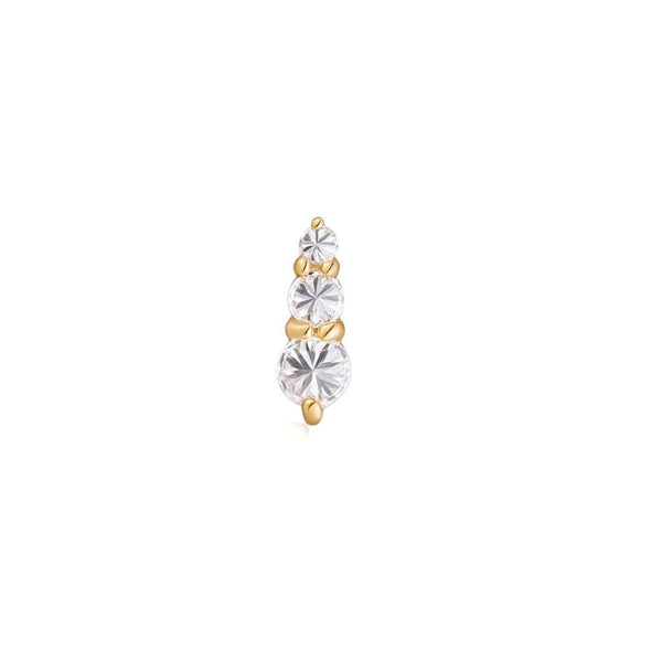 14K Gold Internally Threaded Flatback Three Pod Clear CZ
