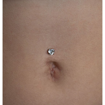 Titanium Internally Threaded Floating Navel Bar with Heart Claw-Set Cubic Zirconia