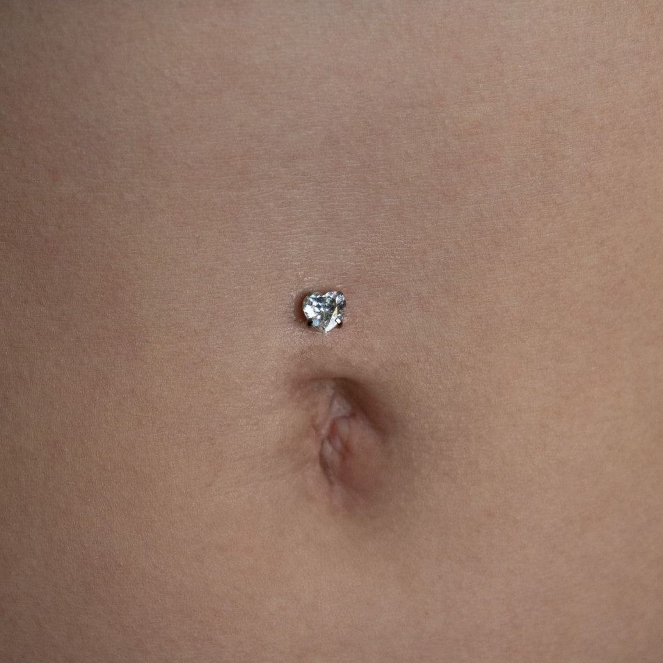 Titanium Internally Threaded Floating Navel Bar with Heart Claw - Set Cubic Zirconia - SkinKandy | Body Jewellery & Piercing Online Australia