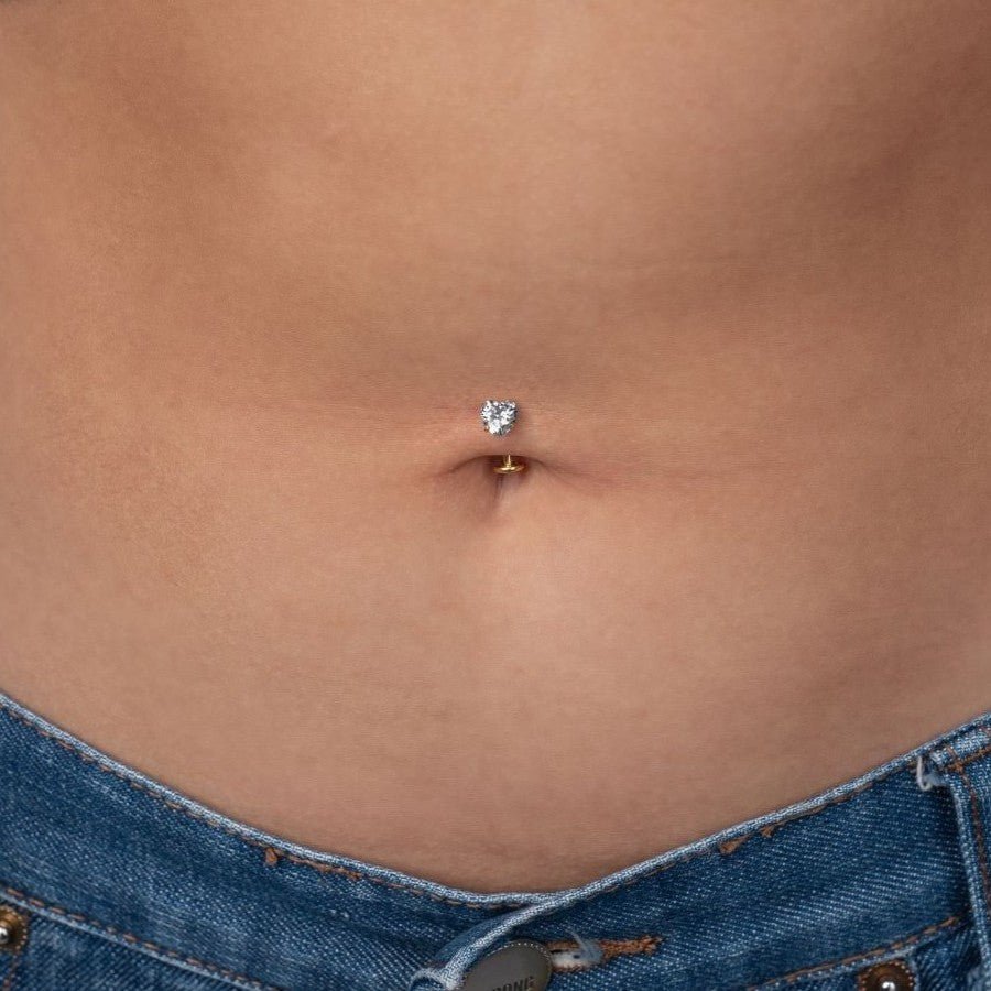 Titanium Internally Threaded Floating Navel Bar with Heart Claw - Set Cubic Zirconia - SkinKandy | Body Jewellery & Piercing Online Australia