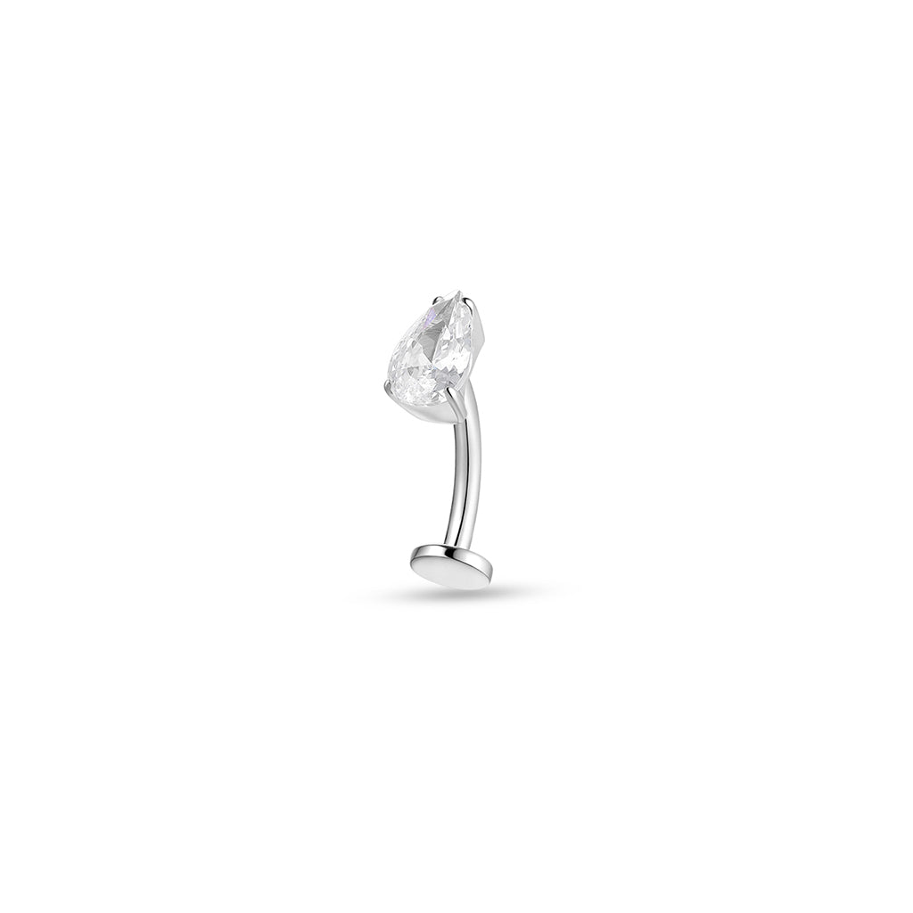Image for Titanium Internally Threaded Floating Navel Bar with Teardrop Claw-Set Cubic Zirconia