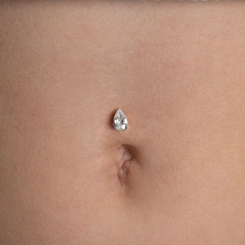 Titanium Internally Threaded Floating Navel Bar with Teardrop Claw - Set Cubic Zirconia - SkinKandy | Body Jewellery & Piercing Online Australia