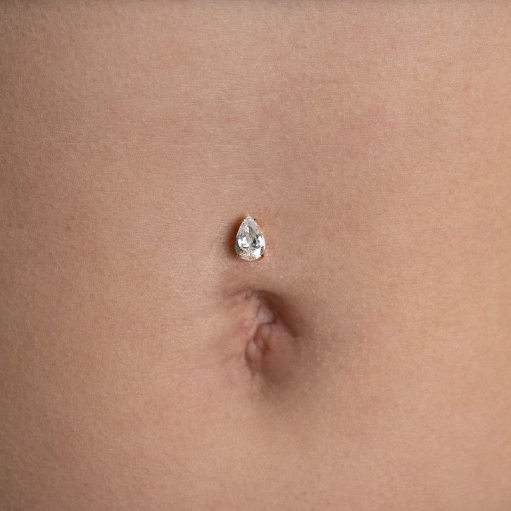 Titanium Internally Threaded Floating Navel Bar with Teardrop Claw - Set Cubic Zirconia - SkinKandy | Body Jewellery & Piercing Online Australia
