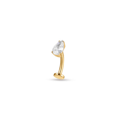 Titanium Internally Threaded Floating Navel Bar with Teardrop Claw-Set Cubic Zirconia