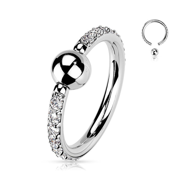 Titanium Outward Facing Paved CZ Ball Closure Ring
