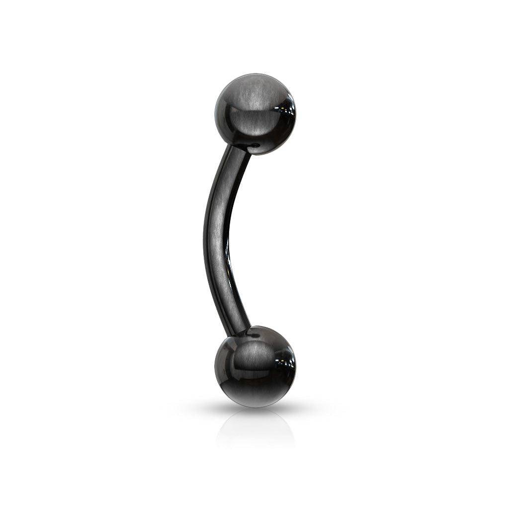 Black Titanium Over Steel Curved Barbell 14G - SkinKandy | Body Jewellery & Piercing