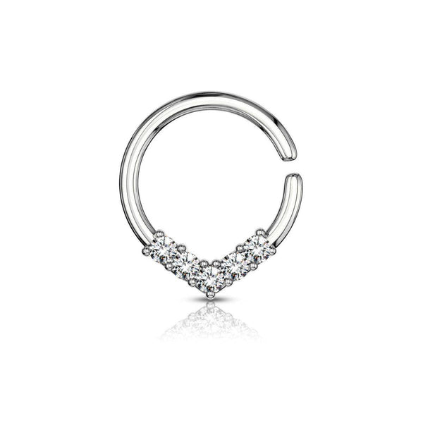 Cubic Zirconia V-Shaped Bendable Hoop Ring