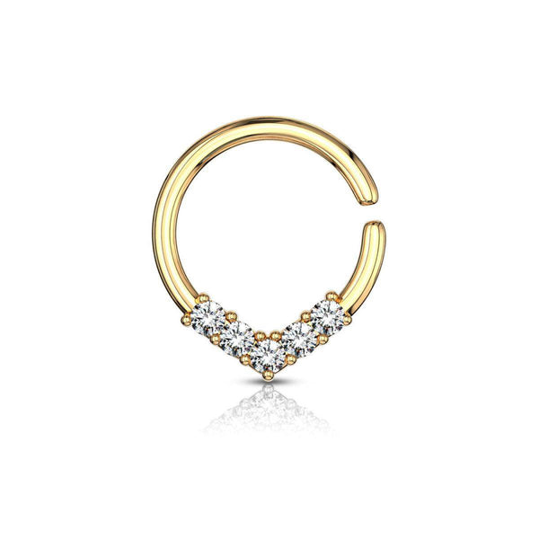 Cubic Zirconia V-Shaped Bendable Hoop Ring