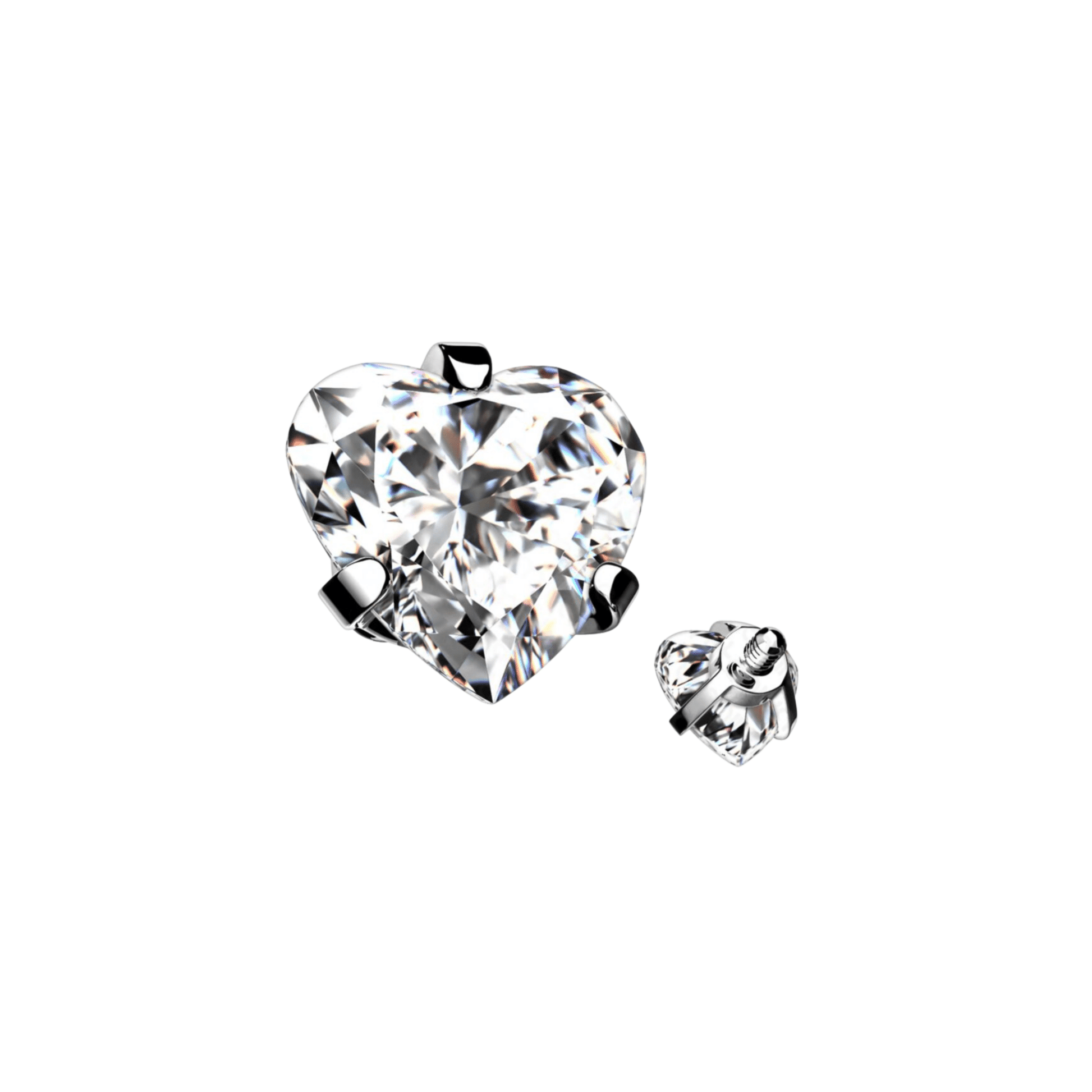 Prong Set Heart Clear CZ Internally Threaded Titanium Top 3mm - SkinKandy | Body Jewellery & Piercing Online Australia