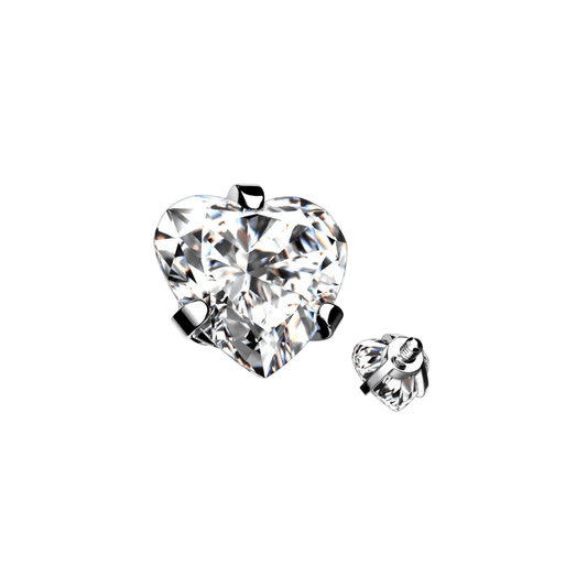 Prong Set Heart Clear CZ Internally Threaded Titanium Top 3mm - SkinKandy | Body Jewellery & Piercing Online Australia