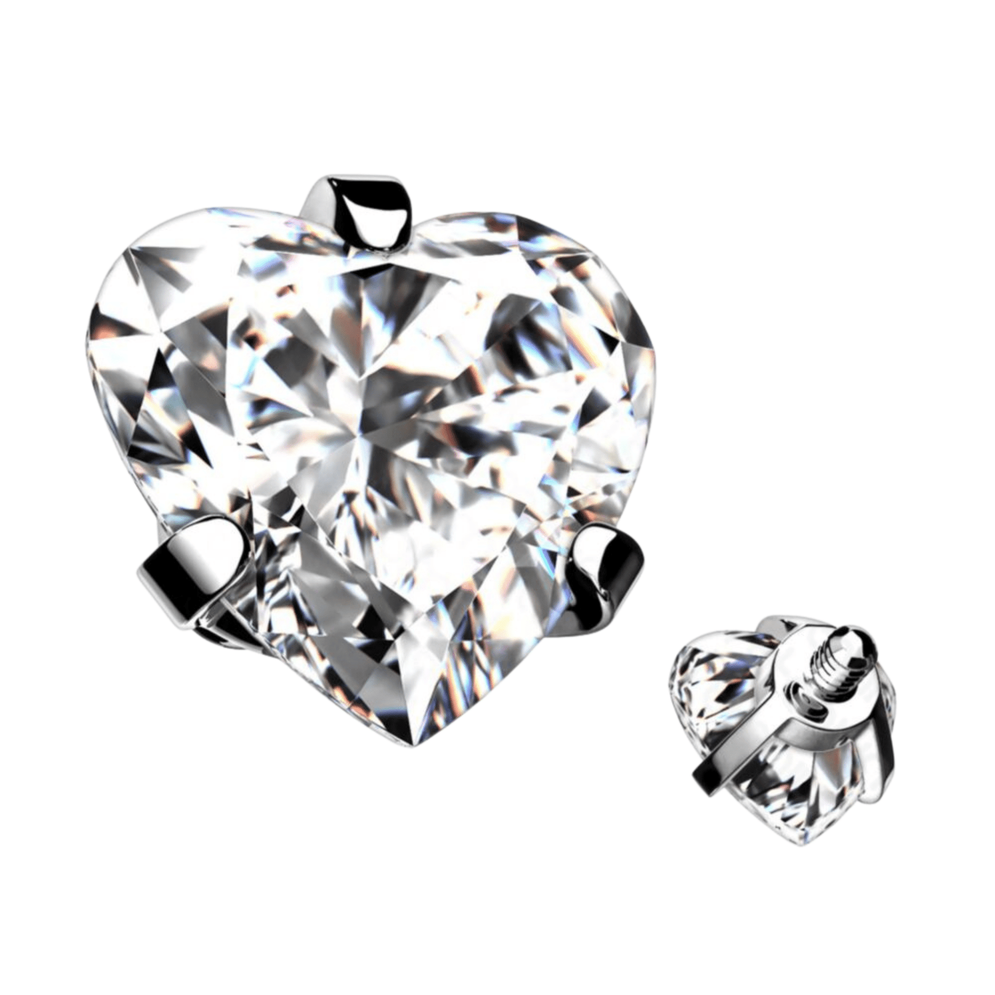 Prong Set Heart Clear CZ Internally Threaded Titanium Top 4mm - SkinKandy | Body Jewellery & Piercing Online Australia
