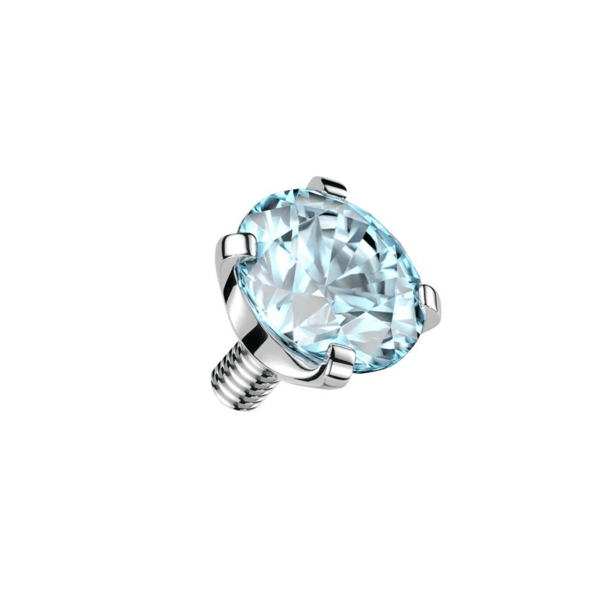 CZ Aqua Prong Set Round Titanium Internally Threaded Top - SkinKandy | Body Jewellery & Piercing Online Australia